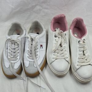 2 Pair Of Women's White and Pink Sneakers